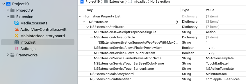 NSExtensionOfInfoPlist