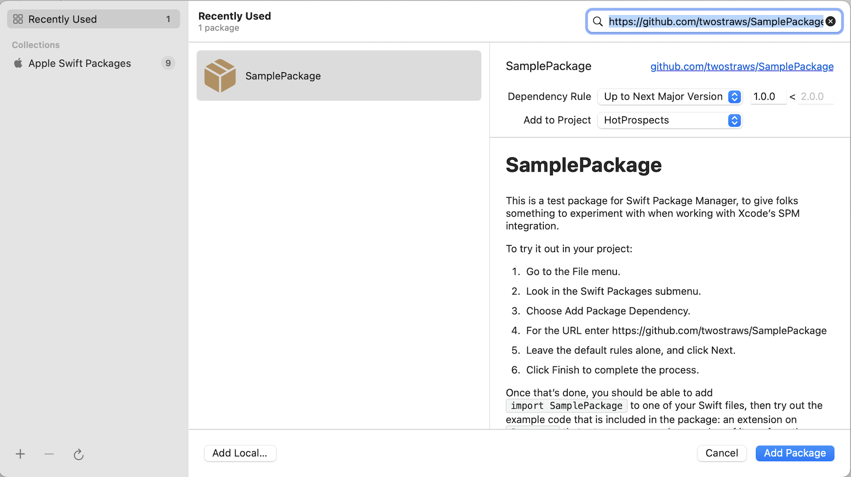 "addPackages"